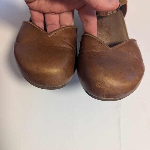 Aetrex Mia Braid Sandal Mary Jane Wedge Leather Size 39 Boho Brown - Picture 3 of 9